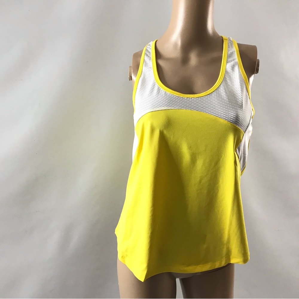DUC Sports Womens Athletic Tank Top Yellow White S Sleeveless Active Exercise